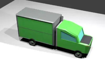 Low Poly Green Truck Low-poly 3D model