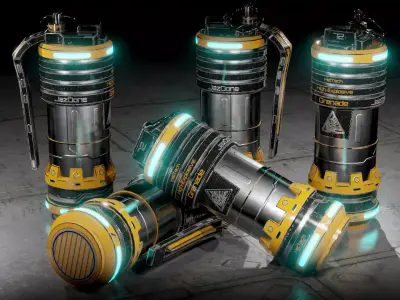 Sci-fi grenade Low-poly 3D model 12