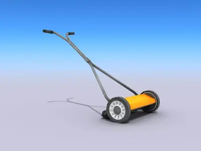Push Reel Lawn Mower Low-poly 3D model