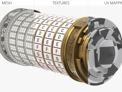 Da Vinci Cryptex Letter Combination Lock Gold 3D model