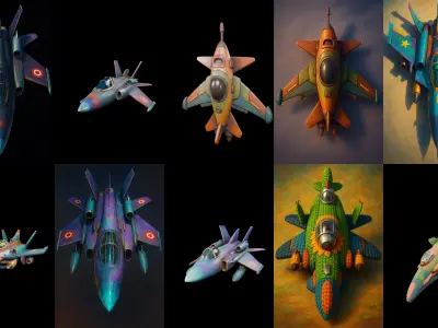 AirCraft bundle 6 pack 100 glb Low-poly 3D model