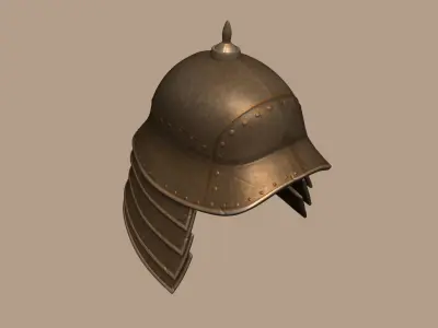 Japanese Kabuto Helmet - Rust - Medieval Character Low-poly 3D model