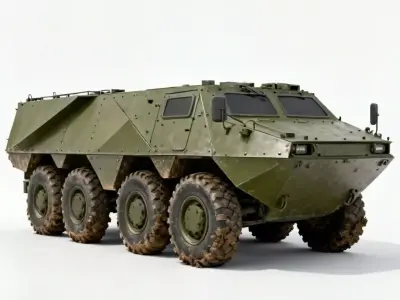 6x6 Wheeled Armored Personnel Carrier APC 3D Model Low-poly 3D model