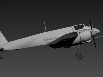 model of a World War II-era German military aircraft Low-poly 3D model