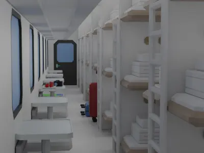 Cartoon Sleeper Train Interior 3D model