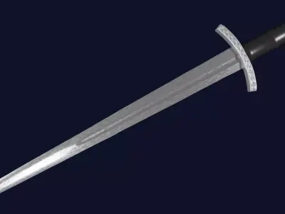 Excalibur sword with Caroling handle Low-poly 3D model
