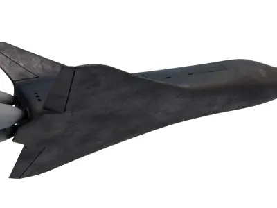 Spaceship Black And Satellite 3D model