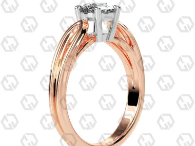 Ring 229 Round shape split shank solitaire ring with Gems 3D print model