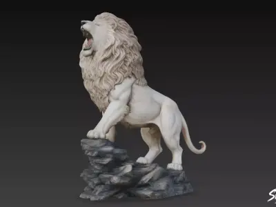 Lion Statue V27 Low-poly 3D model