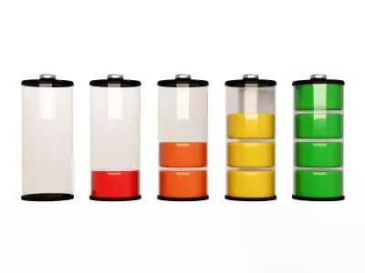 Battery Icon Set Low-poly 3D model