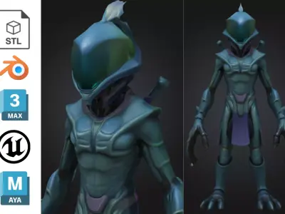 Stylized Alien Assassin Low-poly 3D model