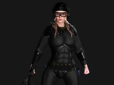 AAA 3D REALISTIC CHARACTER - CYBERPUNK ROBOTIC SCIFI SHOOTER Low-poly 3D model