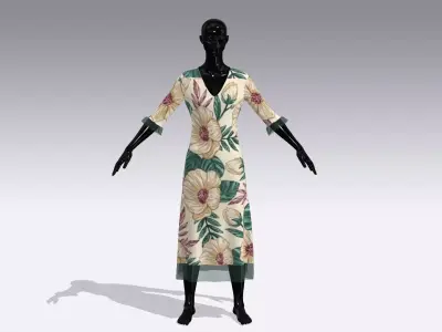 Female Cloth Dress Low-poly 3D model