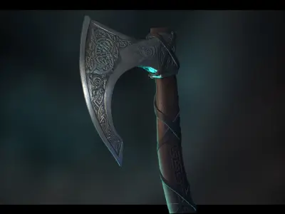 Skeggox Viking Bearded Battle Axe Low-poly 3D model