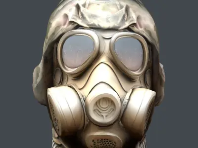 Gas mask helmet 3d model military combat Low-poly  Low-poly 3D model 3