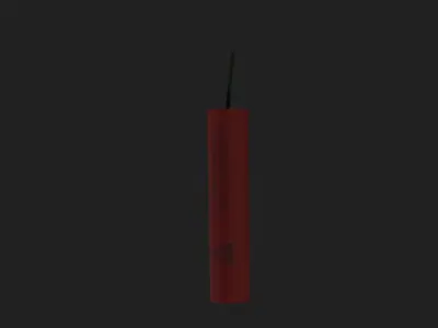 Firecracker tube with wire Low-poly 3D model