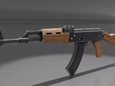 Low Poly AK 47 3D Model  Low-poly 3D model