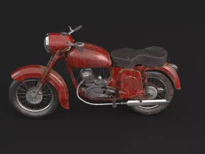 Classic Motorcycle Rusted 3D model