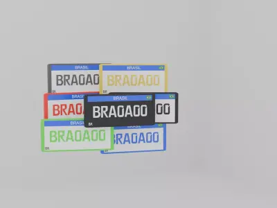 Brazil Mercosul License Plate  Low Poly Low-poly 3D model