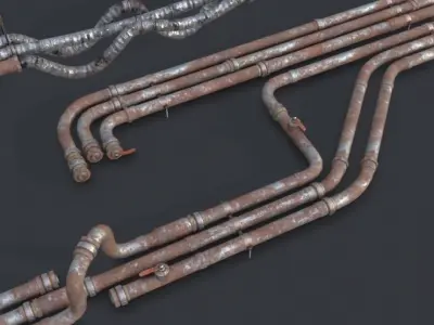 Modular Pipes - Rusted Low-poly 3D model