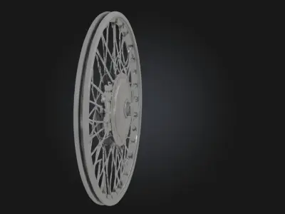 Vintage Wire Wheel  Classic Spoked Rim 3D model