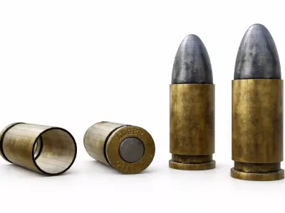 9mm Bullet Casing Pistol Ammo Bullets Low-poly 3D model