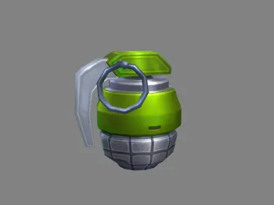 Cartoon green grenade Low-poly 3D model
