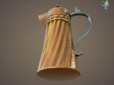 art nouveau copper pitcher Low-poly 3D model