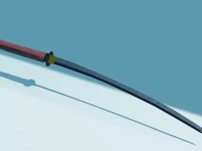 Japanese Katana with Sheath Dual-Tone Blade - Game Ready Weapon 3D model