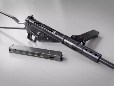 STEN Mk2 Submachinegun - Game and VFX-Ready Low-poly 3D model