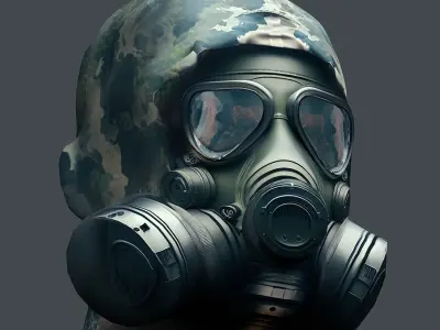 Gas mask helmet 3d model military combat Low-poly 3D model Low-poly 3D model