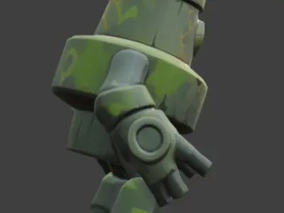 Green Robot Game-Ready 3D Character with PBR Textures Low-poly 3D model