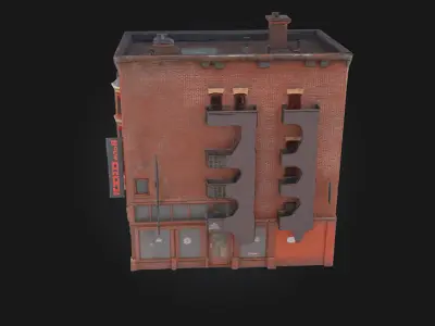 Stone Bakery Building Model  A Rustic Culinary Haven 3D model