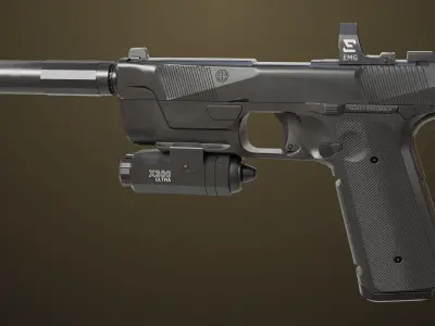 Pistol 03 Black Generic All PBR Unity UE Textures Low-poly 3D model