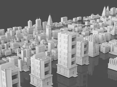 City Buildings-Turrets-Study Desk-Billboards Pack-450 Assets Low-poly 3D model