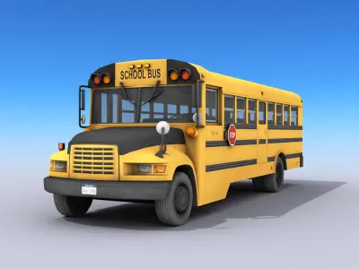 School Bus Low-poly 3D model
