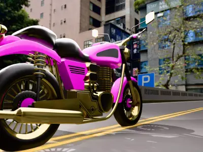 Stylized Motorcycle Game Ready Low-poly 3D model