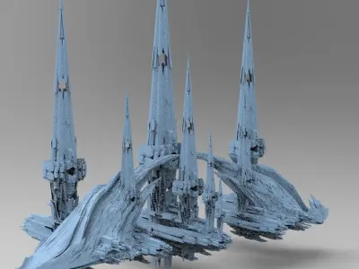 Sci fi Alien Cliff bridge 6  3D model