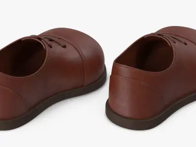 Cartoon Leather Shoes Brown 3D model