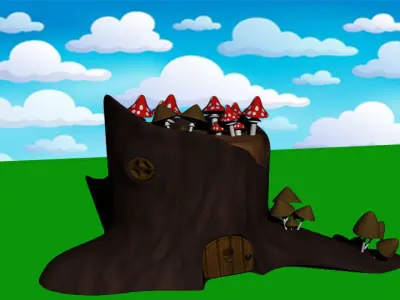 toon animals and gnome Free low-poly 3D model