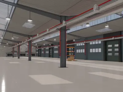 Warehouse with Office and Rack 3D model