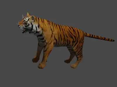 low poly metal tiger Low-poly 3D model