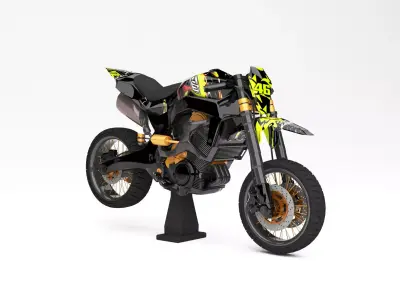 YAMAHA SUPERMMOTO WITH DECAL VALENTINO ROSSI 46 3D 3D MAX 2018 3D model