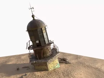 Sunken Lighthouse  In The Desert 3D model