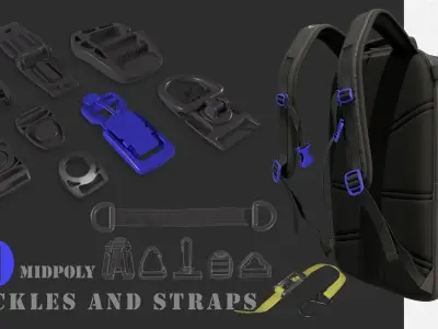 Buckles and Zipper 3D Model Pack