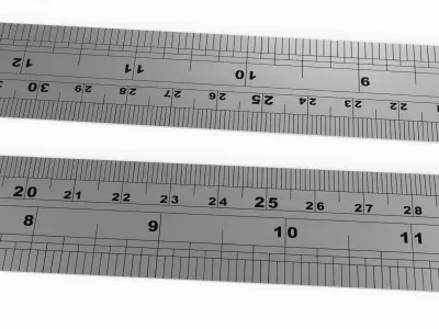 Steel Ruler Low-poly 3D model