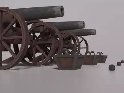 Cannon 01 Low-poly 3D model