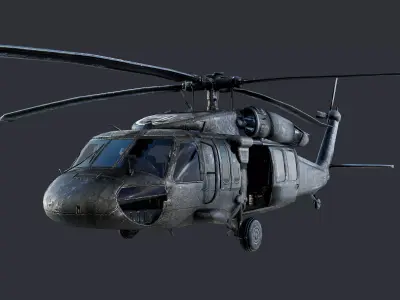 GAME READY Sikorsky UH60 Black Hawk Helicopter 02 Low-poly 3D model