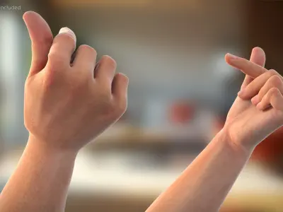 Male Hand Pair with Finger Heart Gesture 3D model
