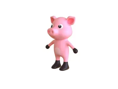 High-Quality 3D Cute Pig for Games Low-poly 3D model